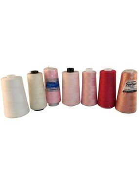 Polyester Overlock Thread Spools Lot Of 7 Various Colors Sewing Serger